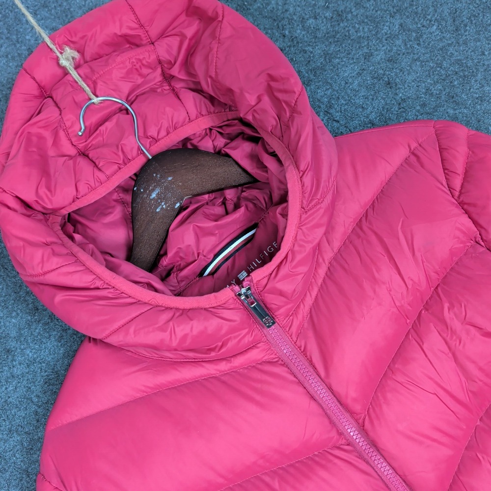 Tommy Hilfiger Pink Packable Natural Down Puffer Jacket Hooded Womens Large